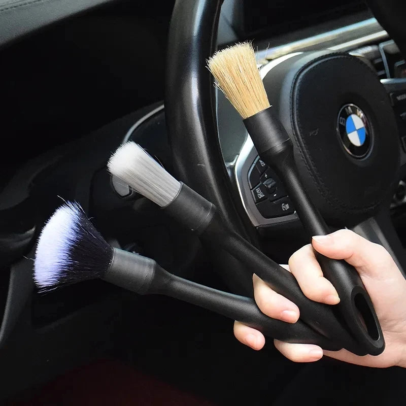 3PCS Car Detailing Brush Set Super Soft Auto Interior Detail Brush With Synthetic Bristles Car Dash Duster Brush Accessories