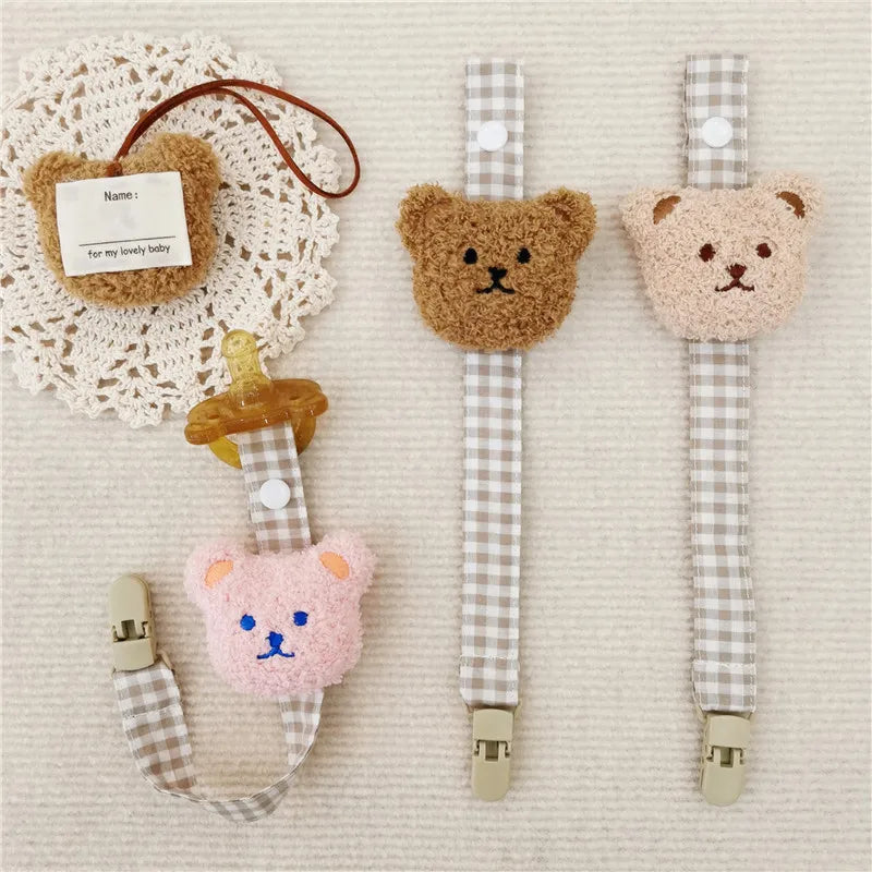 Cute Bear Baby Pacifier Clip Chain Dummy Holder Soother Pacifier Clips Strap Nipple Holder Infant Feeding Babies Accessories