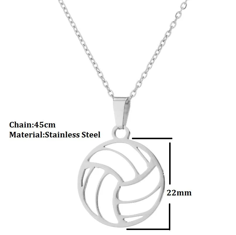 Stainless Steel Necklaces Beach Volleyball Hollow Ball Pendant Chain Collar Fashion Necklace for Women Men Jewelry Party Gifts