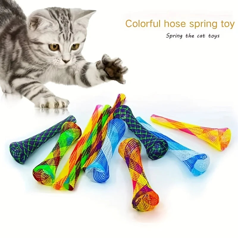 Folding Spring Shaped Toys  Colored Elastic Spring  Interactive Cat Tearing Stick  Providing Fun And Excitement For Pets