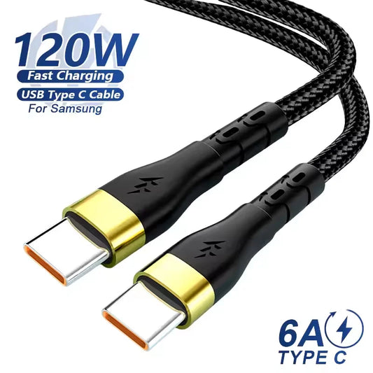 120W Type C Cable For Samsung S23 Huawei Xiaomi Fast Charging Type C to Type C Wire Cord C To C Type C USB C Cable Accessories