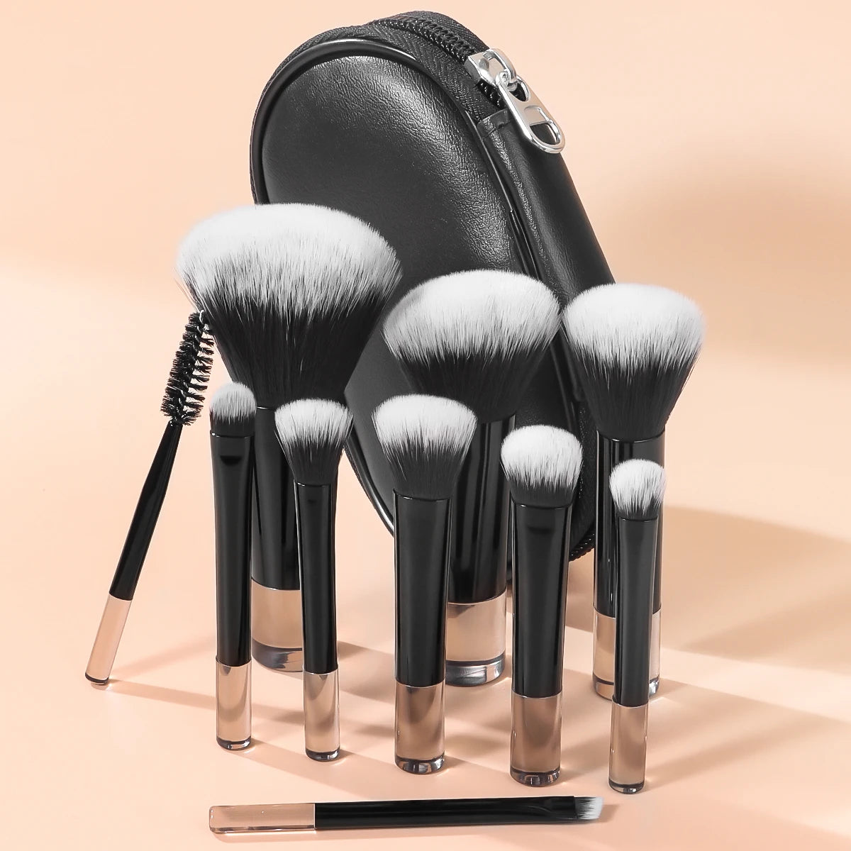 10pcs Makeup Brush Sets,Plastic mini with bag multifunctional Makeup Brush at home or On-the-Go Brush Professional Makeup tool