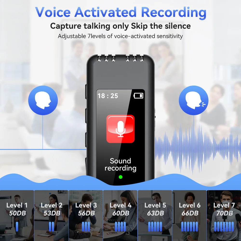 128GB Digital Sound Activated Voice Recorder Pen 0G-64GB Card Dictaphone Audio Recorder 1536KBPS Recording Interviews MP3 Player