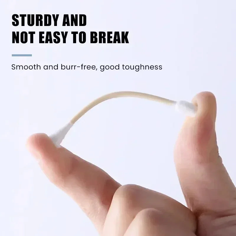 100/300/500 Pcs Cotton Swabs with Wooden Sticks, Bamboo Cotton Swabs Double Round Tips, Biodegradable Cotton Buds
