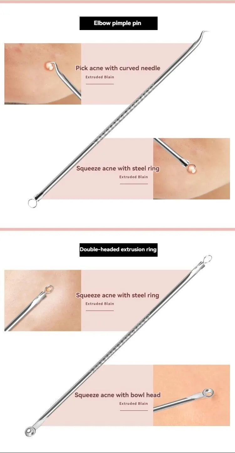 Stainless Steel Beauty Needle Acne Needle Dual-purpose Acne Remover Acne Removing Acne Beauty Tools Pimple Pin 4 PCs Set