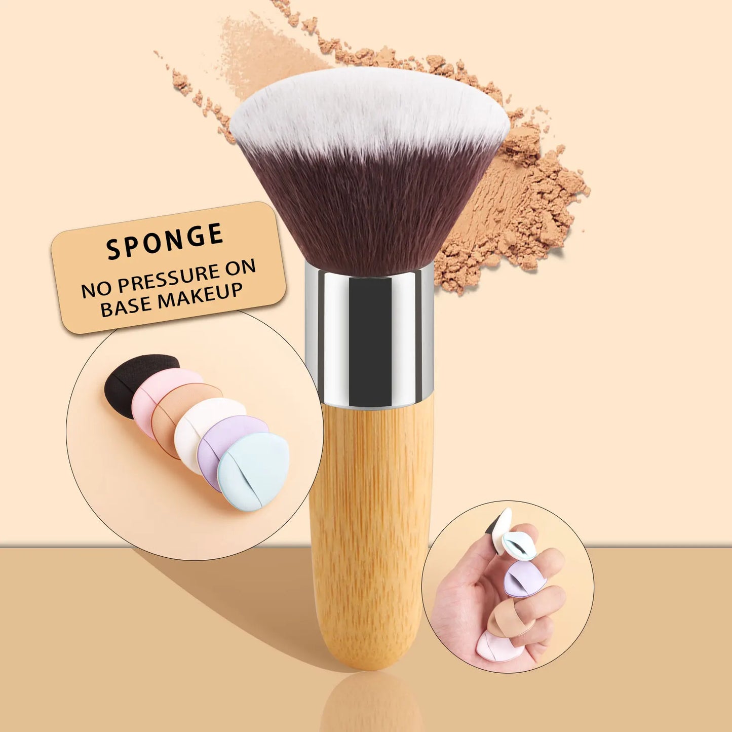 1pc Soft Make up brushes Foundation Powder blusher blending contour Professional High quality with powder puff with 6 fingers