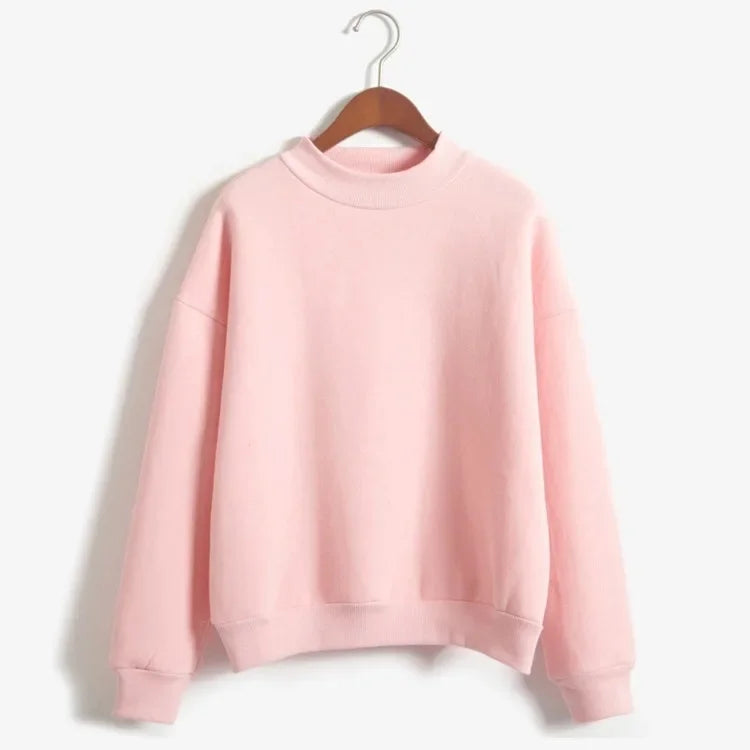 Woman Sweatshirts 2025 Sweet Korean O-neck Knitted Pullovers Thick Autumn Winter Candy Color Loose Hoodies Solid Womens Clothing