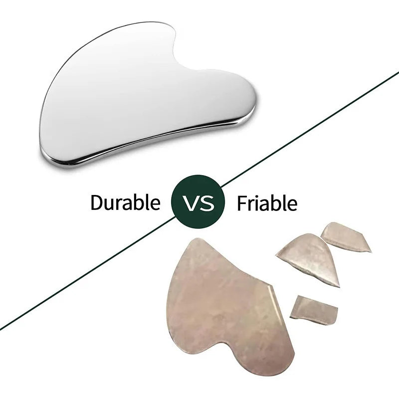 Gua Sha Board Heart Shape Stainless Steel Muscle Massage Tissue Therapy Scraping Plate Promote Blood Circulation Body Relaxation