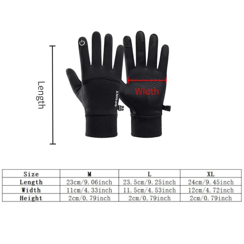 Autumn Winter Outdoor Cycling Gloves Gym Fitness Sports Running Warm Touch Screen Nonslip Gloves Motorcycle Gloves Men Black