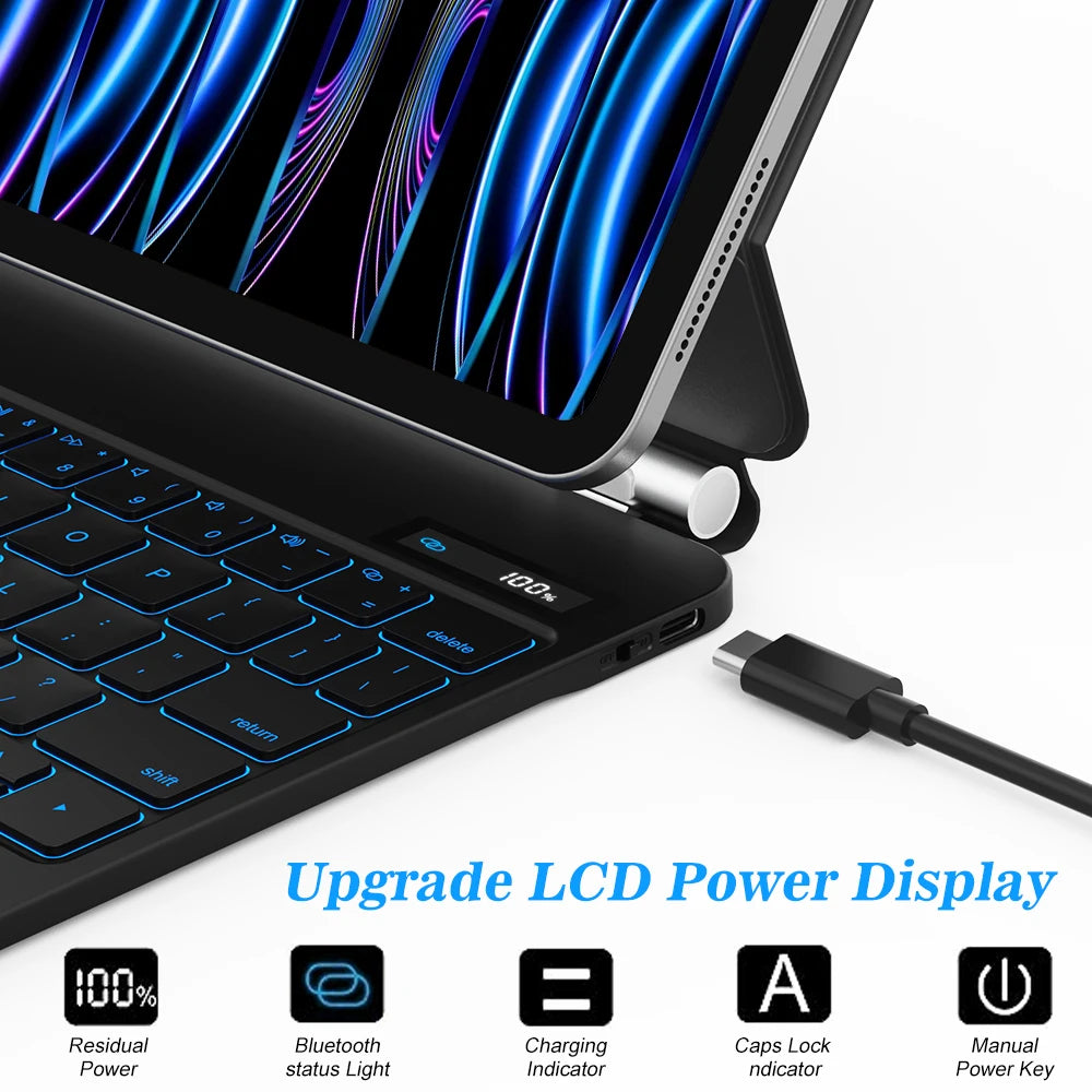 Magic Keyboard for iPad Air 6 2024 Case for iPad Pro 13 Inch Pro 11 2024 for iPad Pro 12.9 Air 5 Air 4 10.9 with LCD Display