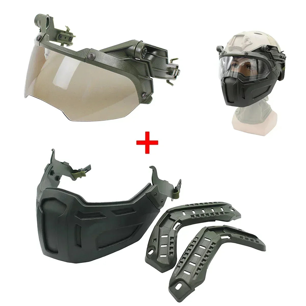Tactical FAST Helmet Half Face Mask Adjustable Helmet Flip Goggles Hunting Airsoft CS Game Paintball Helmet Accessories Gear