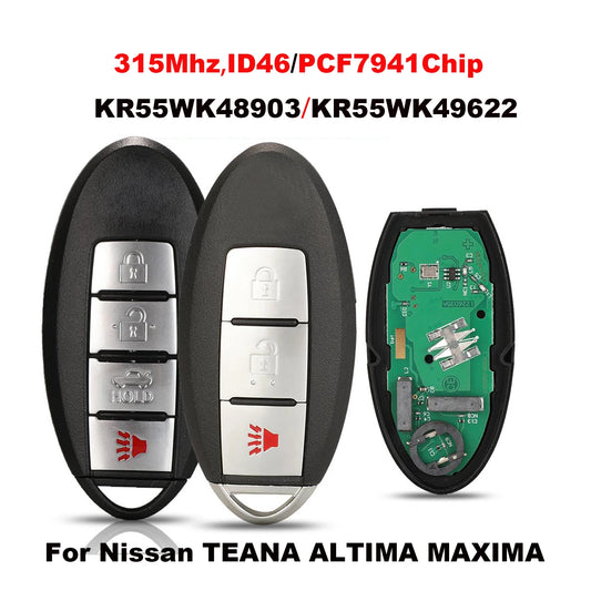 jingyuqin 315mhz ID46/pcf7941Chip Smart Remote Car Key For Nissan TEANA 2009-2013 ALTIMA 2007-2012 MAXIMA KR55WK48903，KR55WK4962