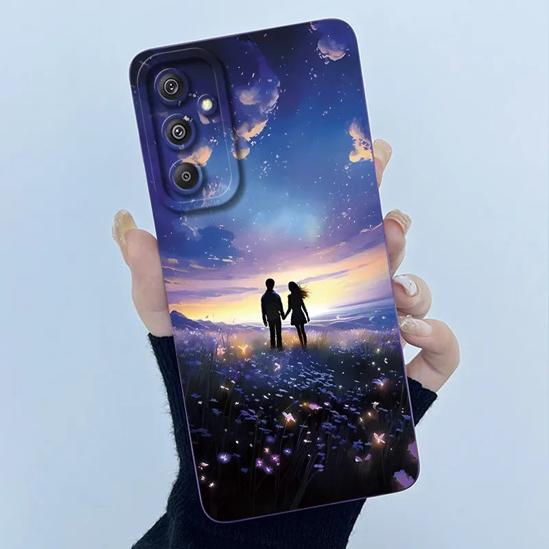 For Samsung Galaxy M34 M35 5G F34 5G Simplicity Flowers Liquid Shockproof Silicone Soft Phone Cover For SamsungM34 5G Case