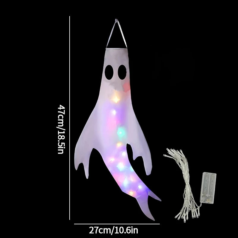 Halloween Ghost Hanging Decorations Glowing Ghost Windsock  Hanging Pendant for Outdoor Horry Hallow Day of The Dead Decoration