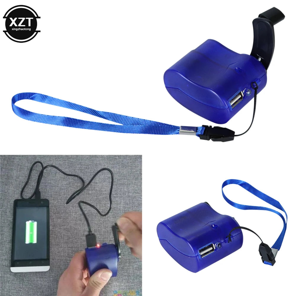 Hand Crank USB Charger Cell Phone Outdoor Emergency Camping Hiking AC Generator Carry-On Mini Power Bank Survival Tools