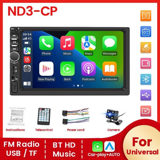 7 inch HD Touch Screen Universal Car Radio MP5 Multimedia Video Player Support BT SWC TF Camera FM radio MirrorLink carplay