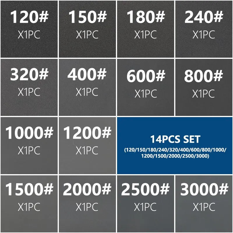 XCAN Sandpaper Set Water Dry Sanding Paper 9x3.6 inch Abrasive Sander Paper for For Wood Metal Automotive Polishing