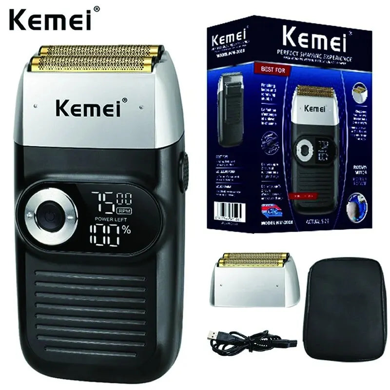 KEMEI Bald Head Shaver Waterproof USB Rechargeable Razor Barber Cordless Shaving Lithium Titanium Beard Trimmer For Men