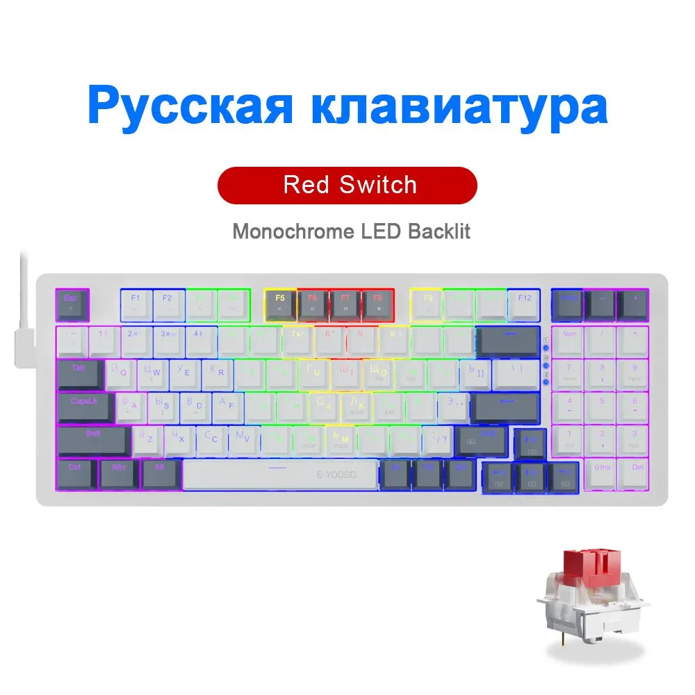 E-YOOSO Z94 USB Mechanical Gaming Keyboard Wired Monochrome Backlit 94 Key Russian Brazilian Portuguese for Compute Laptop PC