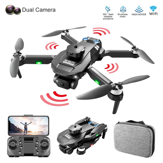 New LS KS11 Mini Drone 4K Professional Dual Camera Obstacle Avoidance Optical Flow Positioning Brushless RC Dron Quadcopter