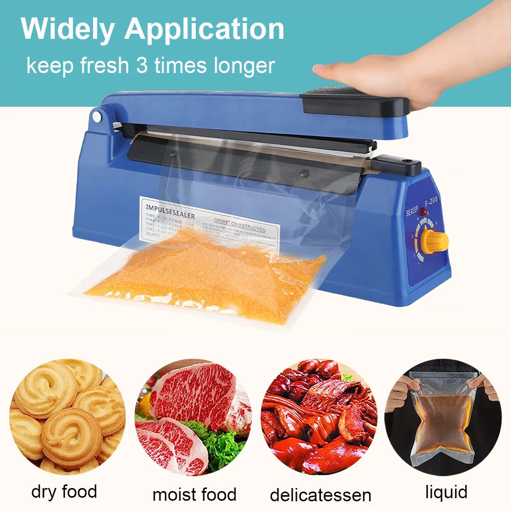 Electric Heat Bag Sealing Machine Plastic Bag Sealer Hand Press Food Seal Plastic Bag Impulse Sealer Fast Heat Packaging Machine