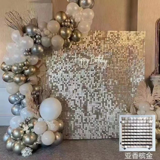 90x180cm Shimmer Wall Backdrop Matte Champagne Gold Sequin Shimer Wall Panels for Birthday Party Wedding Marriage Decorations