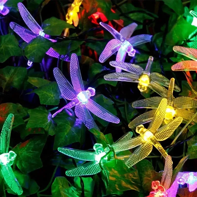 Solar Powered Garden String Light LED Dragonfly Shape Landscape Lights Outdoor Waterproof Decorative Lamp For Lawn Patio