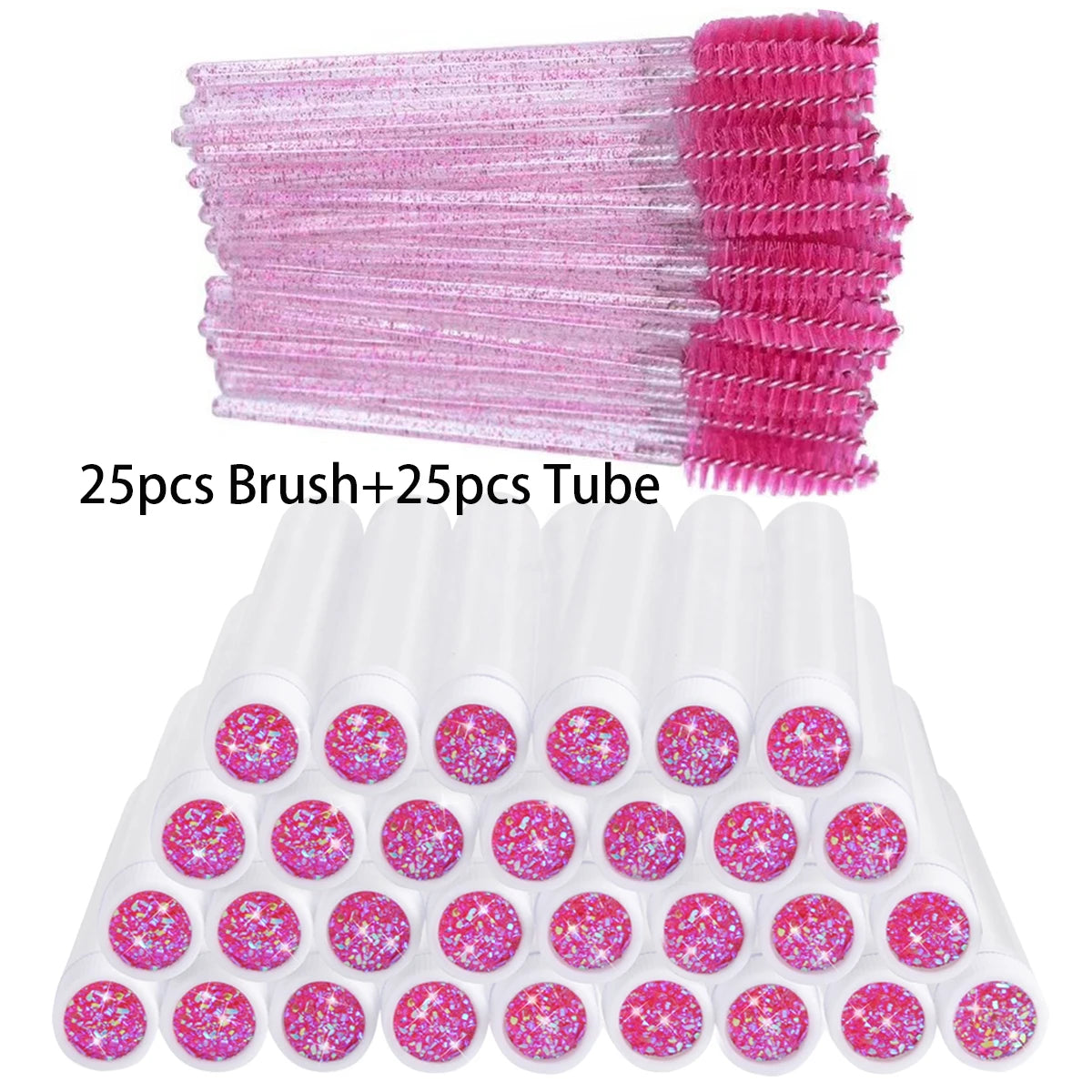 25/50Pcs Eyelash Brush Tubes Crystal Lash Mascara Wands Eyebrow Comb Spoolies Container Lashes Brushes Applicators Makeup Tools