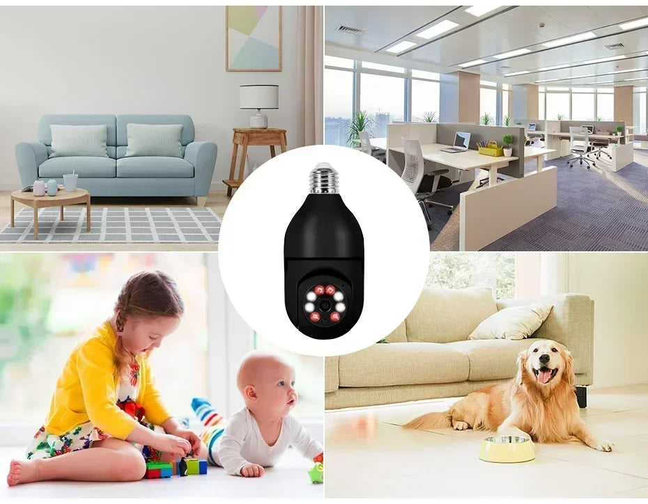 E27 Bulb Camera 4X Digital Zoom AI Human Motion Detect Full Color Night Vision Surveillance Camera APP Yiiot