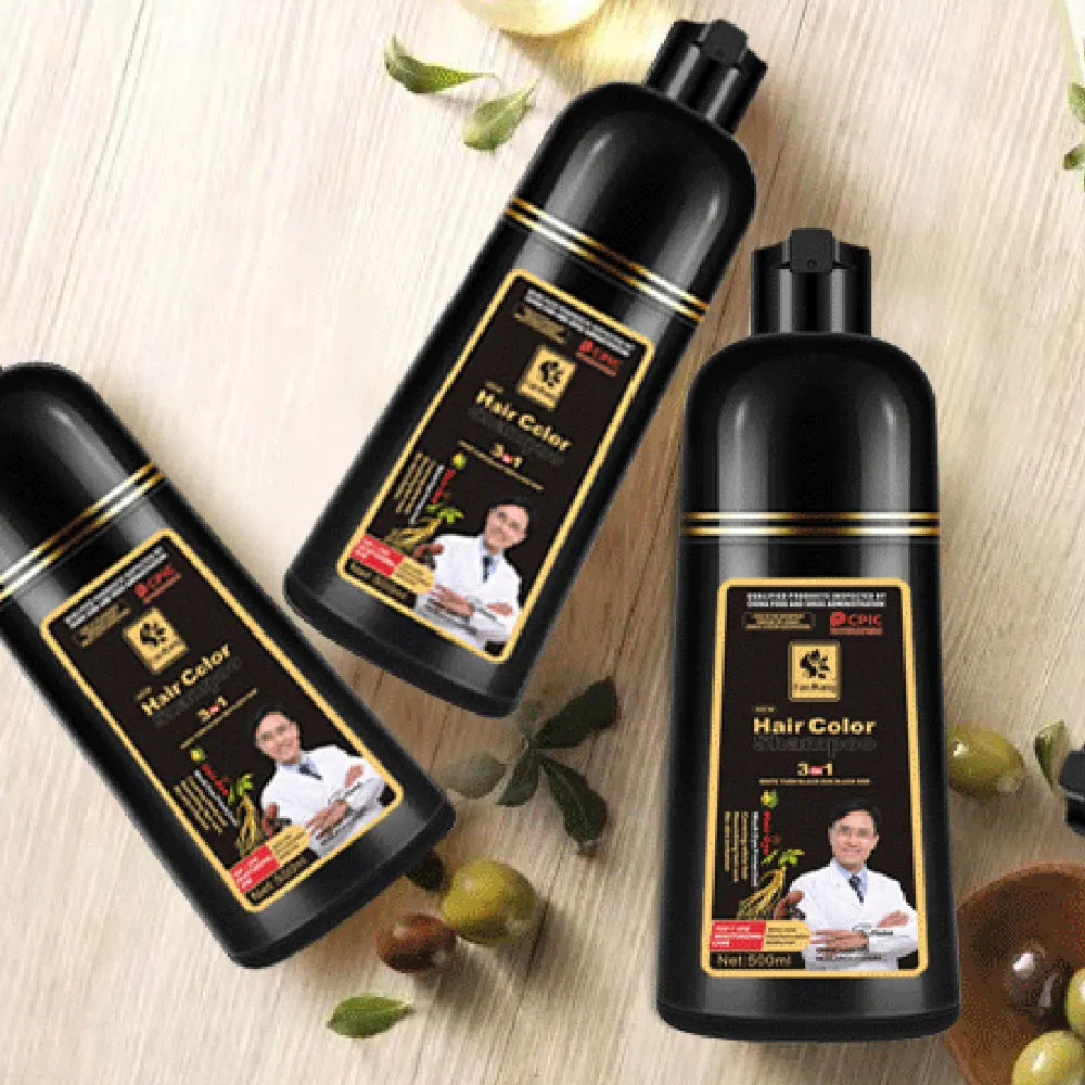 500ml 3 In 1 Hair Color Shampoo Black Hair Dye Covering White Hair Shampoo Black Plant Hair Dye Fast Hair Dye Cream Styling DIY