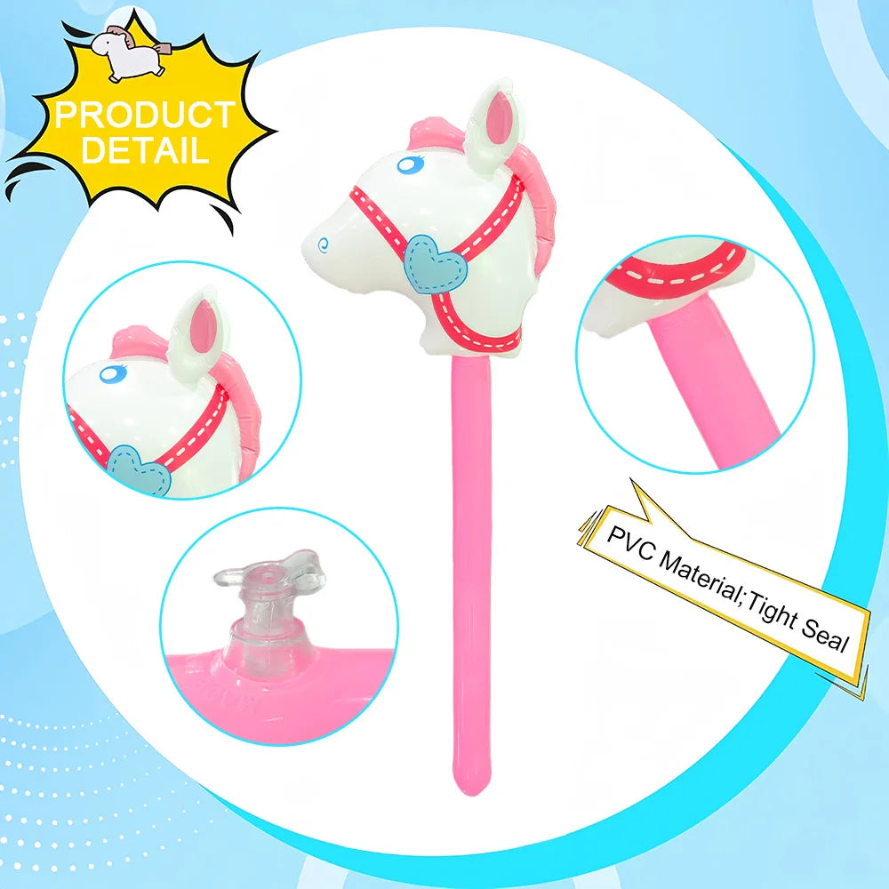 4 Pcs Animal Long Sticks Inflatable Horse Head Sticks Inflatable Sticks Toy Sticks Horse Head Animal Heads Christmas, Halloween,