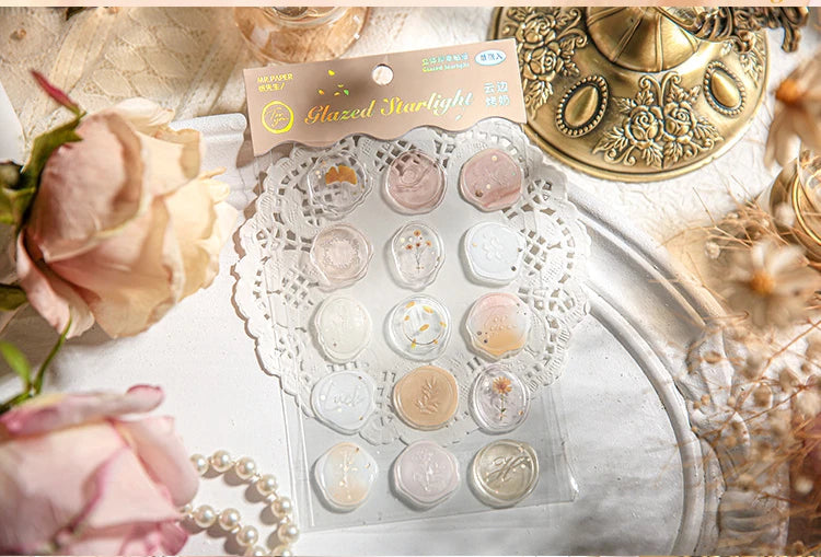 Mr.Paper 4 Style Fire Paint Seal Drip Glue Stickers Good-Looking Envelopes Sealing Paste Handbook Decoration Sticker Stationery