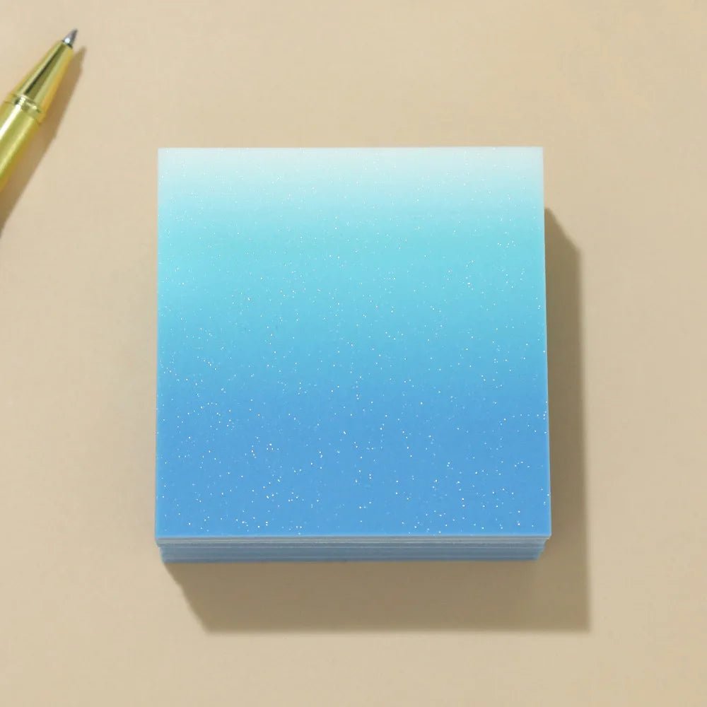 50Sheets Gradient Color Glitter Sticky Notes N times sticker PET Waterproof Memo pad Notepad School Stationery Office Supplies