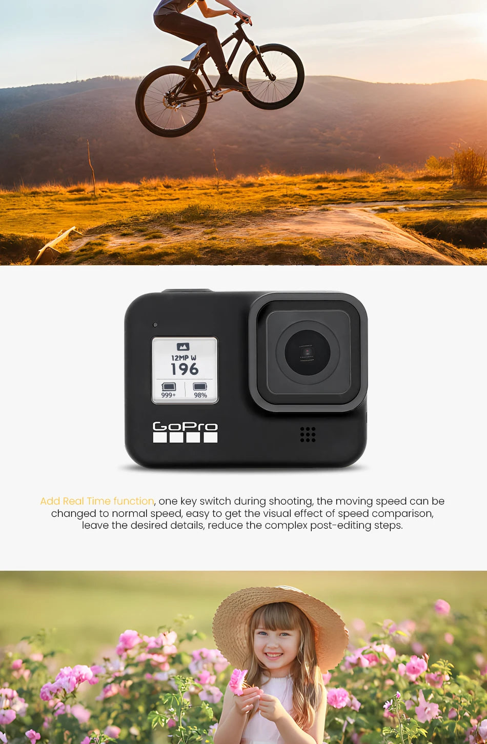 GoPro hero 8 Black stable 4K video 12MP photo portable 1080p live broadcast Motorcycle and Skiing Sports go pro Camera