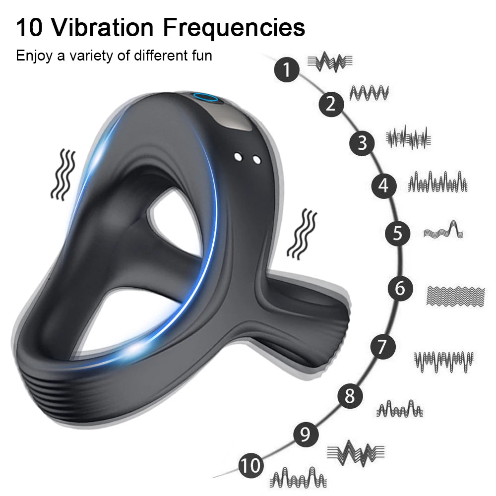 Strong Vibrator Cockring Penis Cock Ring on for Man Delay Ejaculation Sex Toys for Men Couple Rings Penisring Toys for Adults 18