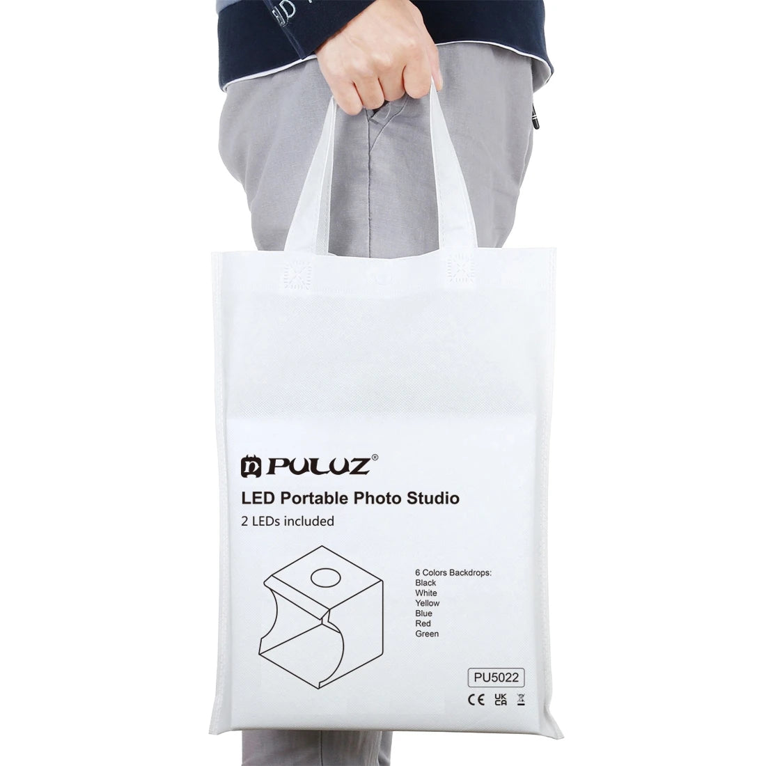 PULUZ 20cm Mini 2 LED Panels Folding Portable 1100LM Light Photo Lighting Studio Shooting Tent Box Kit with 6 Colors Backdrops