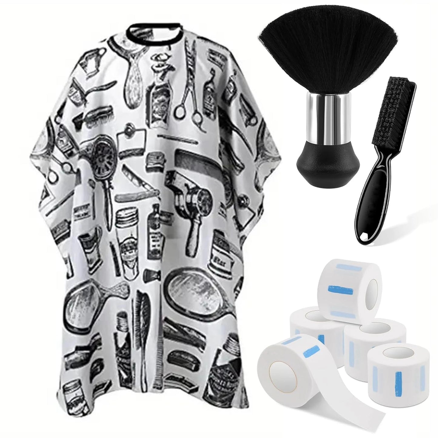 Professional Barber's Tools 3/8-Piece Set Hair Cutting Cape Neck Duster Hair Brush–Premium Salon Haircut Styling Accessories