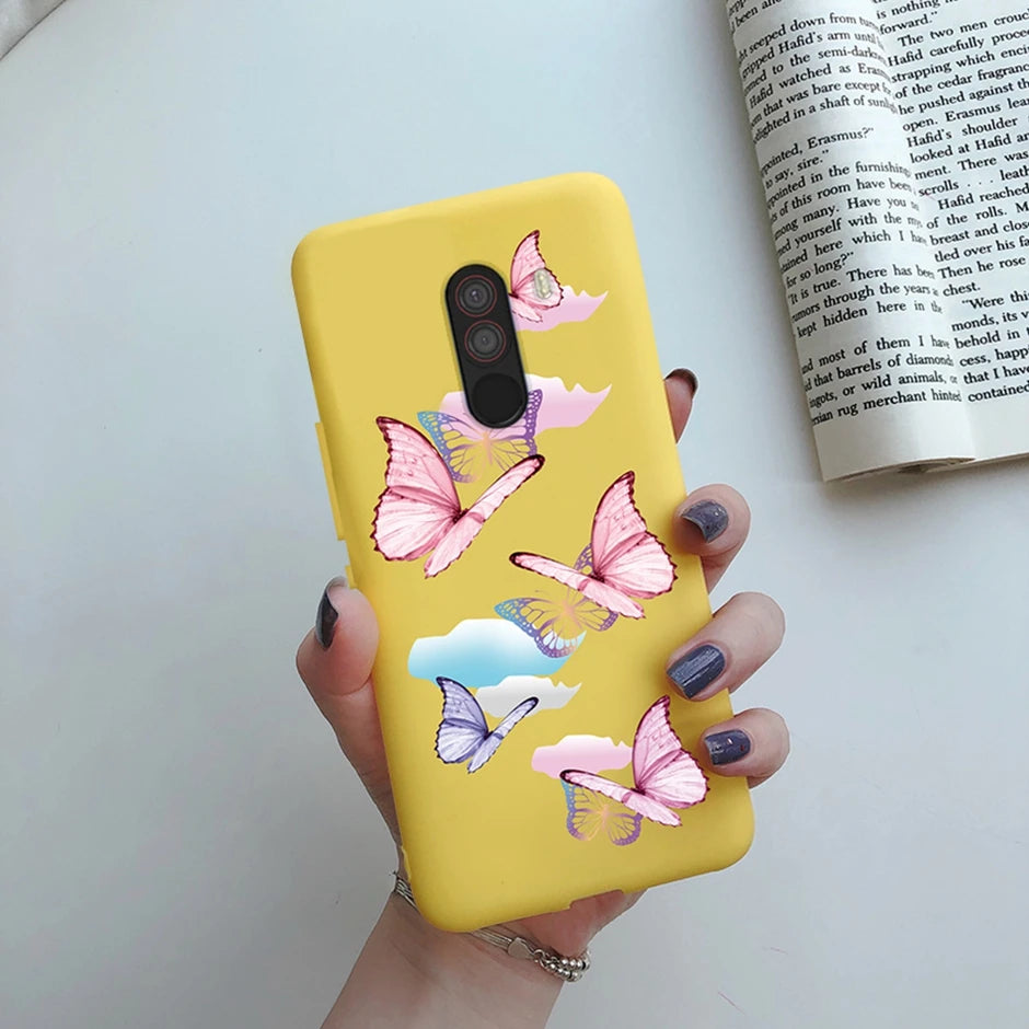 For xiaomi Pocophone F1 Case for xiaomi Poco F1 Case Silicone Soft TPU Phone Cases for PocoF1 Back Cover Heart Butterfly Bumper