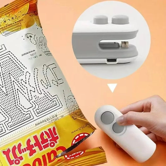 2 in 1 Portable Mini Sealer Heat Sealer For Snacks Plastic Bag Heat SealerSnacks Home Use Rechargeable Sealer Vacuum Sealer
