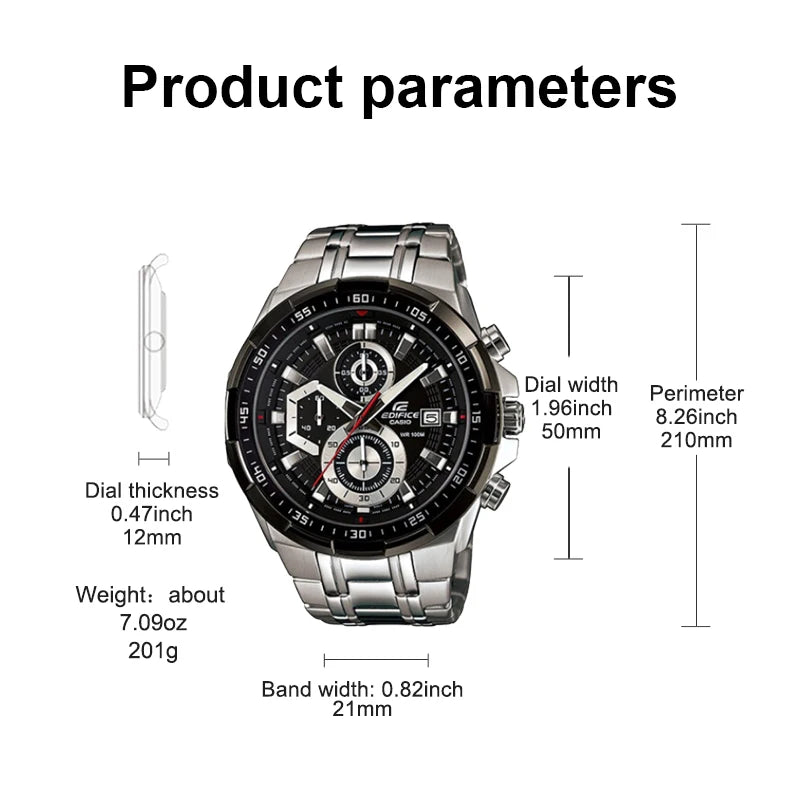 Casio EFR-539D/539L Multi-functional Waterproof MEN'S Watch Heart of Darkness Mechanical Large Dial Cool Stopwatch Date