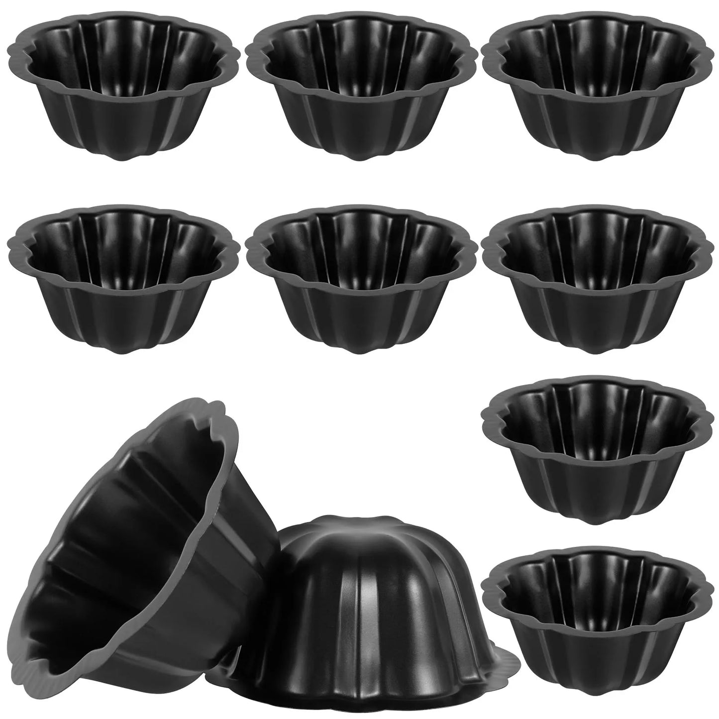 10Pcs Cake Pan Non Stick Coated Carbon Steel Cake Pan Flower Shape Cake Baking Pan Cake Baking Mold for Baking Cake Oven