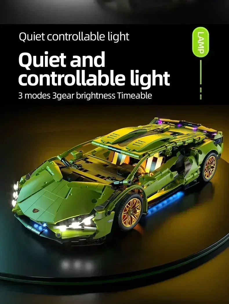 Hot Technical Racing Sport Car 1280PCS Remote Control Car Model Building Blocks City Supercar Brick Puzzle Toys Kid Adult Gift