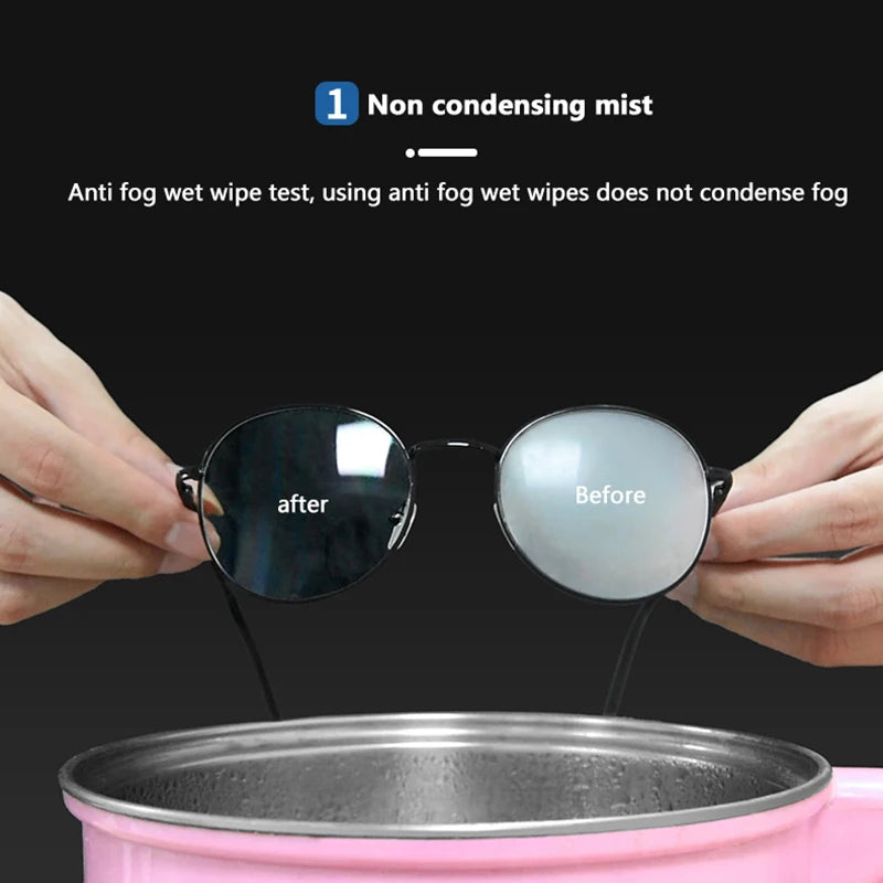 100Pcs/Box Glasses Cleaner Wet Wipe Disposable Anti Fog Misting Dust Remover Cleaning Lens Wipes Sunglasses Phone Screen