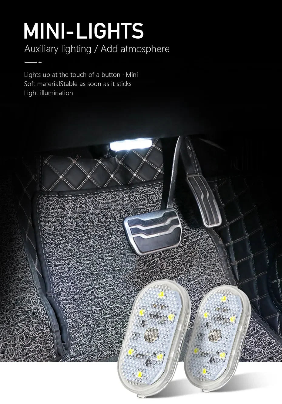 Car RGB Interior LED Small Light USB Rechargeable Magnetic LED Touch Interior Reading Light For Armrest Box Storage Box Lights