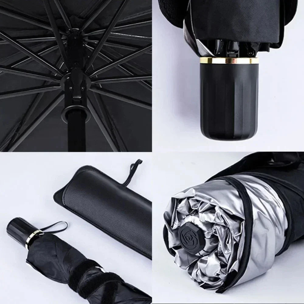 Car Sunshade Umbrella Front Windshield Silver Glue Sunshade Umbrella Uv Resistant Folding Car Umbrella Car Sunscreen Accessories