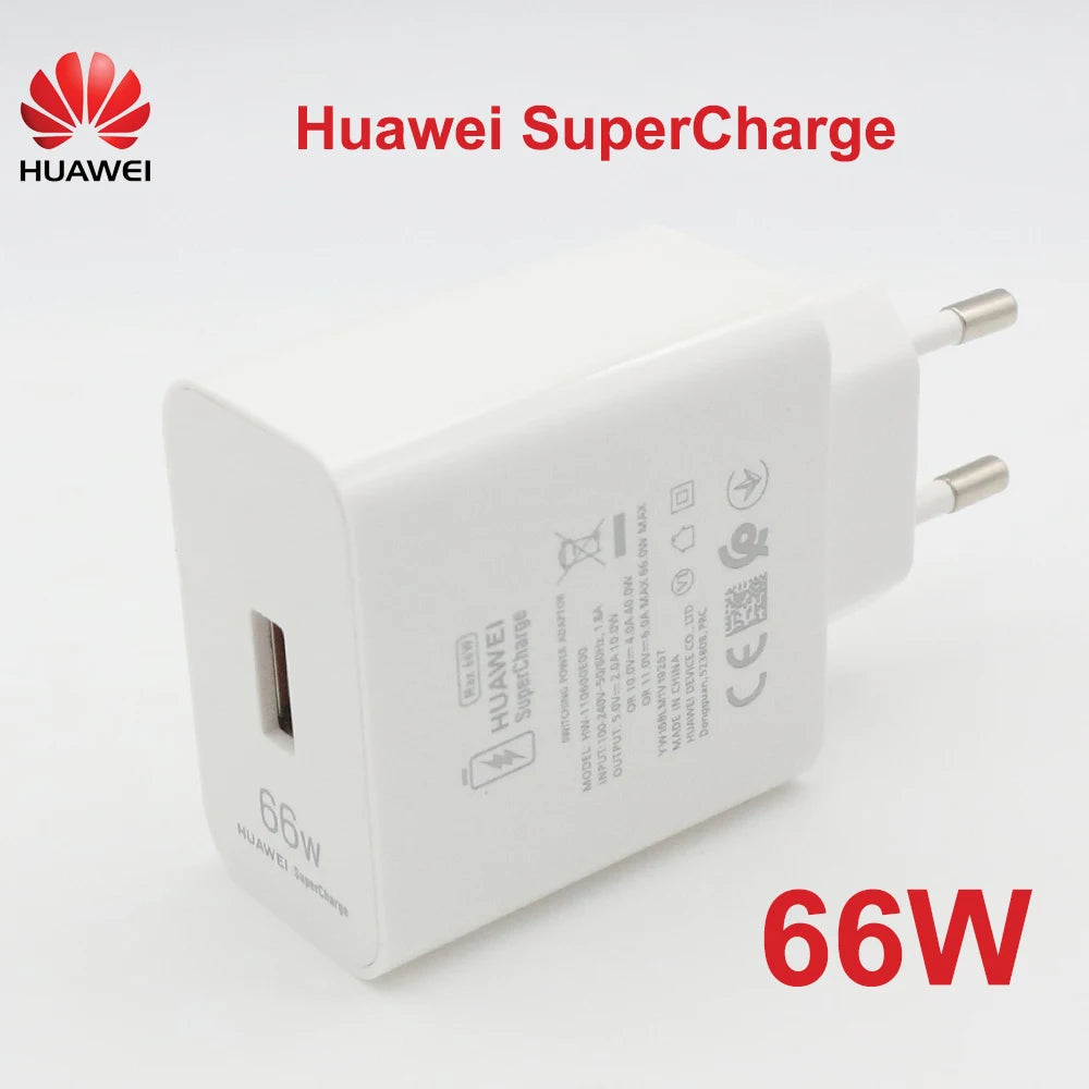 HUAWEI 66W Original Super Charge Quick USB Wall Charger Travel Charge 6A Type C Cable for Mate 50 40 30 P40 Pro Nova8 P 60 50 40