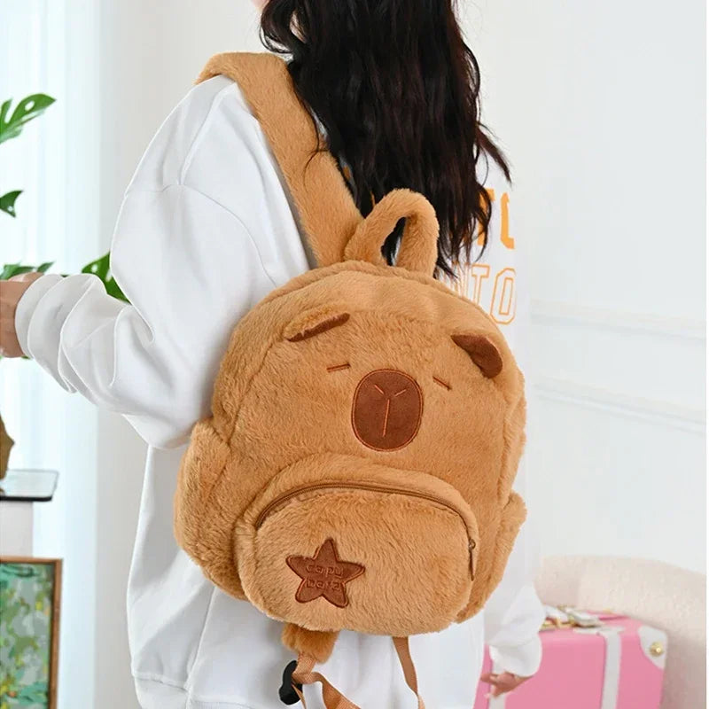 NEW Kawaii Plushie Doll Capybara Plush Backpack Handbag Children's Bag Toy Shoulder Bag Mini Knapsack Bags Gifts For Girlfriend