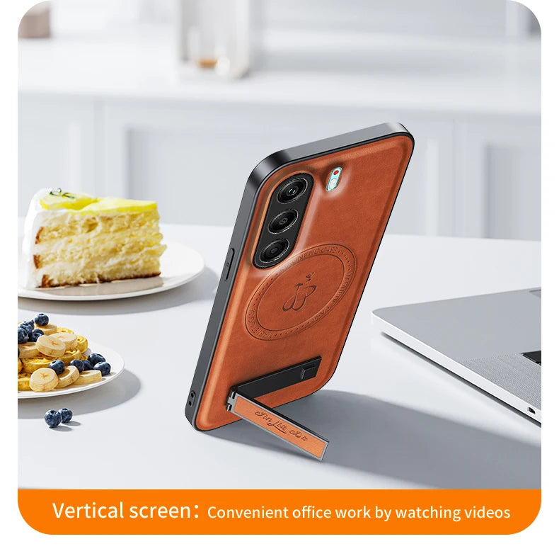 For Tecno Camon 40 Pro 4G 5G Magnetic Wireless Charging Leather Phone Case Shockproof Silicone Lens Protect Cover Cases Bracket
