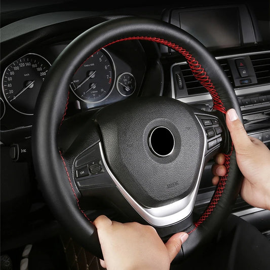 DIY Hand Sewing Steering Wheel Cover Microfiber Leather 37-38CM  With Needle And Thread Interior Car Accessories Auto Interior