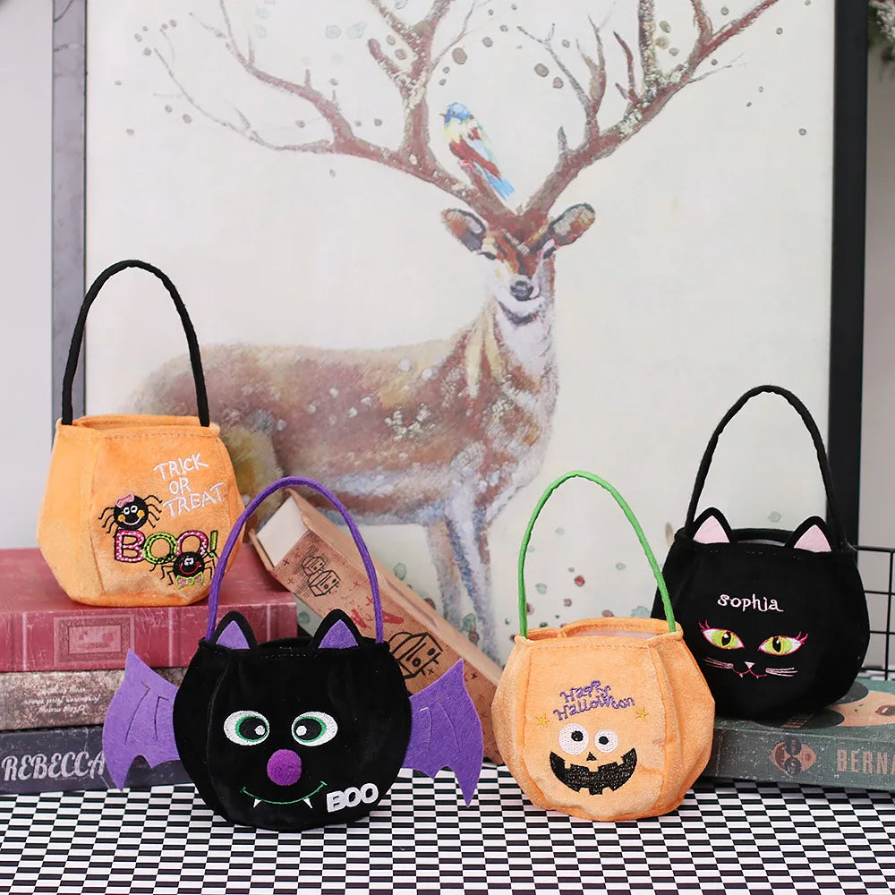 Childrens Gift Goodie Bag Portable Creative Stereoscopic Versatile Halloween Decorations Pumpkin Holiday Tote Gold Velvet Cloth